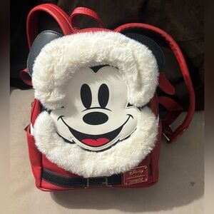 Disney Red Mickey Mouse Faux Fur Mini Backpack